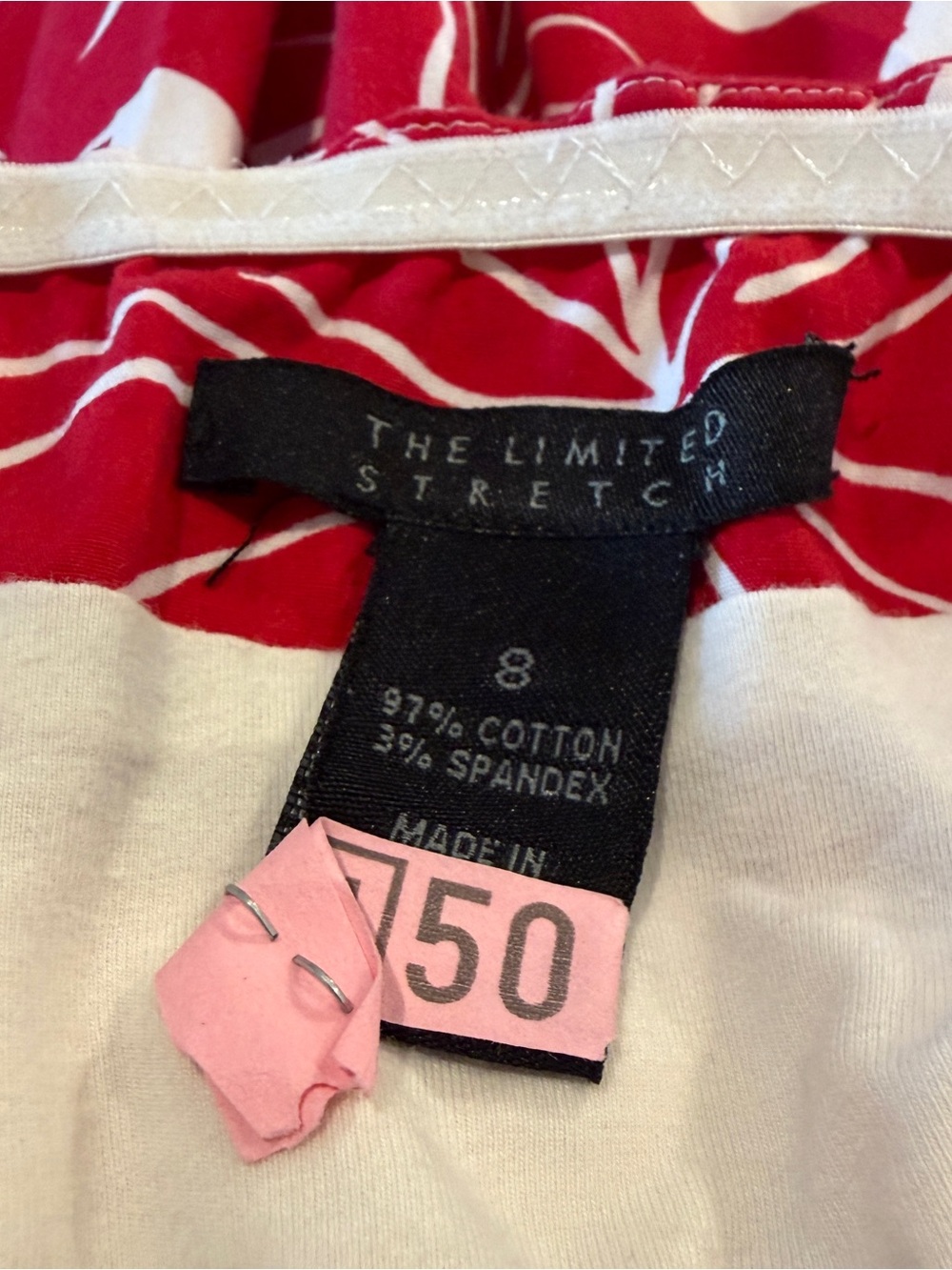 The Limited Red and White Stretch Cotton Dress - Picture 2 of 2